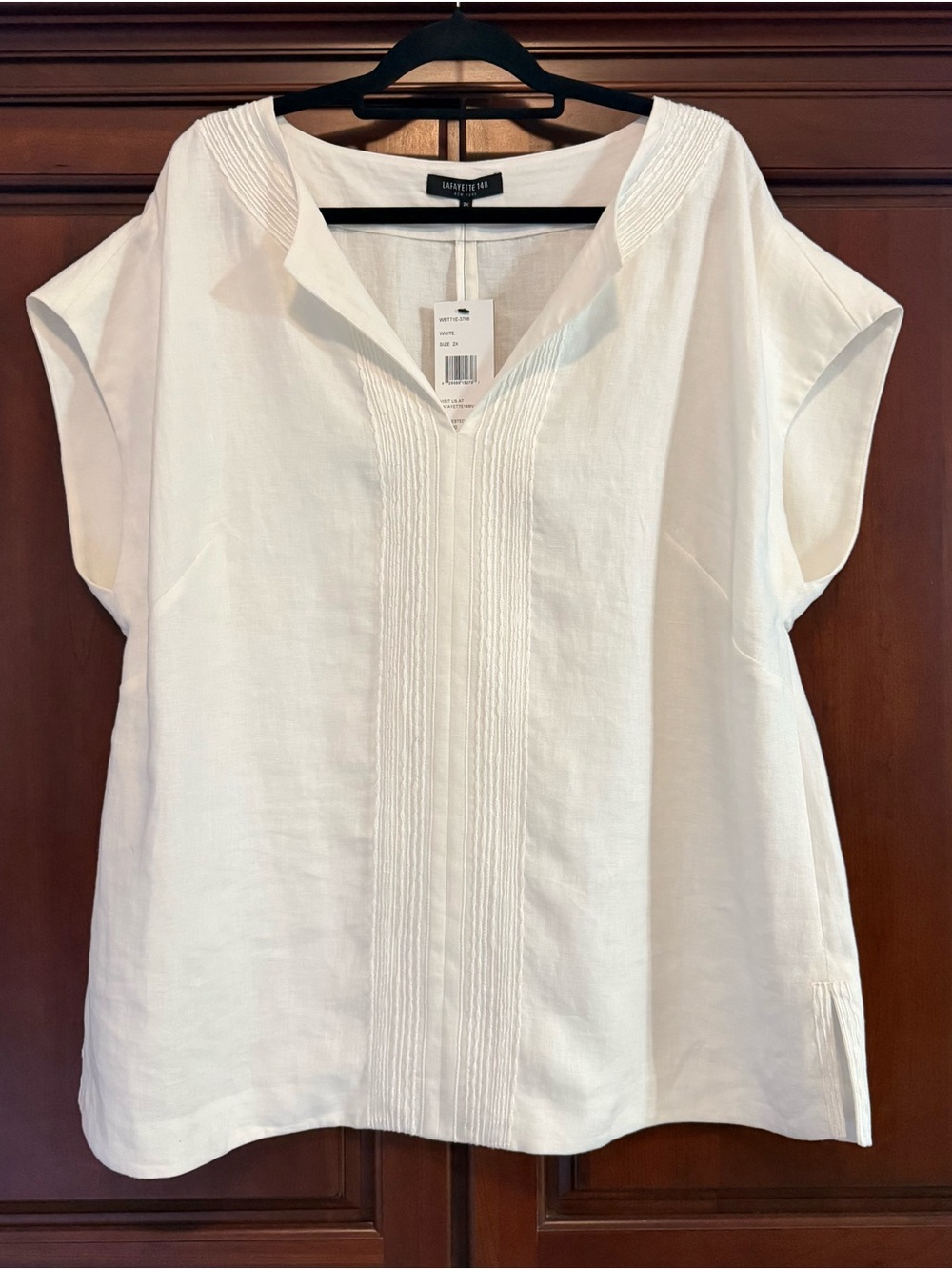 NWT LAFAYETTE 148 White 100% Linen Top 2X